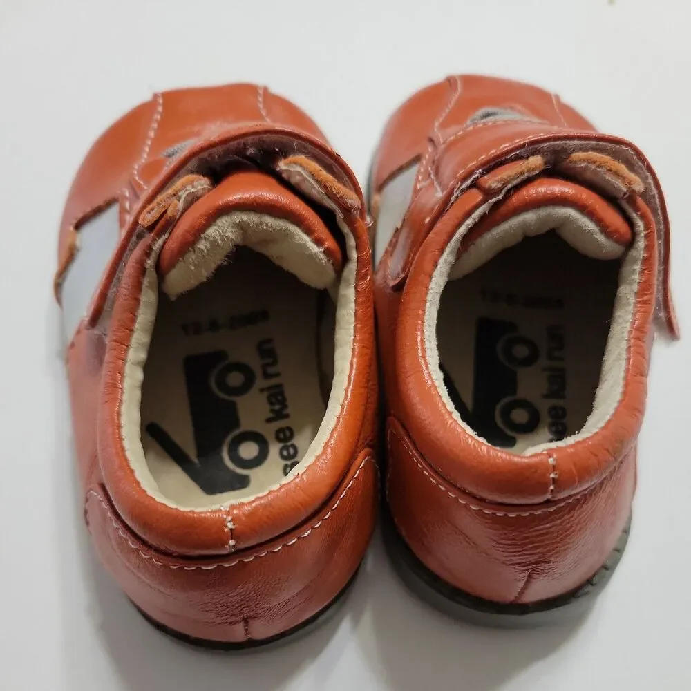 See Kai Run Sneaker Infant Boy 2 Shoe Burnt Orange Gray Adjustable Strap Comfort